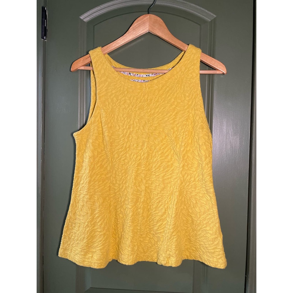 Anthropologie Yellow Textured Sleeveless Blouse